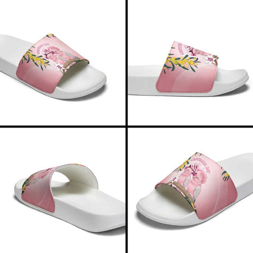 Galah Australia Day Slide Sandals 26th January Golden Wattle Pink Color - Aussie Hoodie