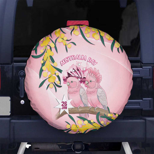 Galah Australia Day Spare Tire Cover 26th January Golden Wattle Pink Color - Aussie Hoodie