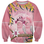 Personalised Galah Australia Day Sweatshirt 26th January Golden Wattle Pink Color - Aussie Hoodie