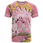 Personalised Galah Australia Day T Shirt 26th January Golden Wattle Pink Color - Aussie Hoodie