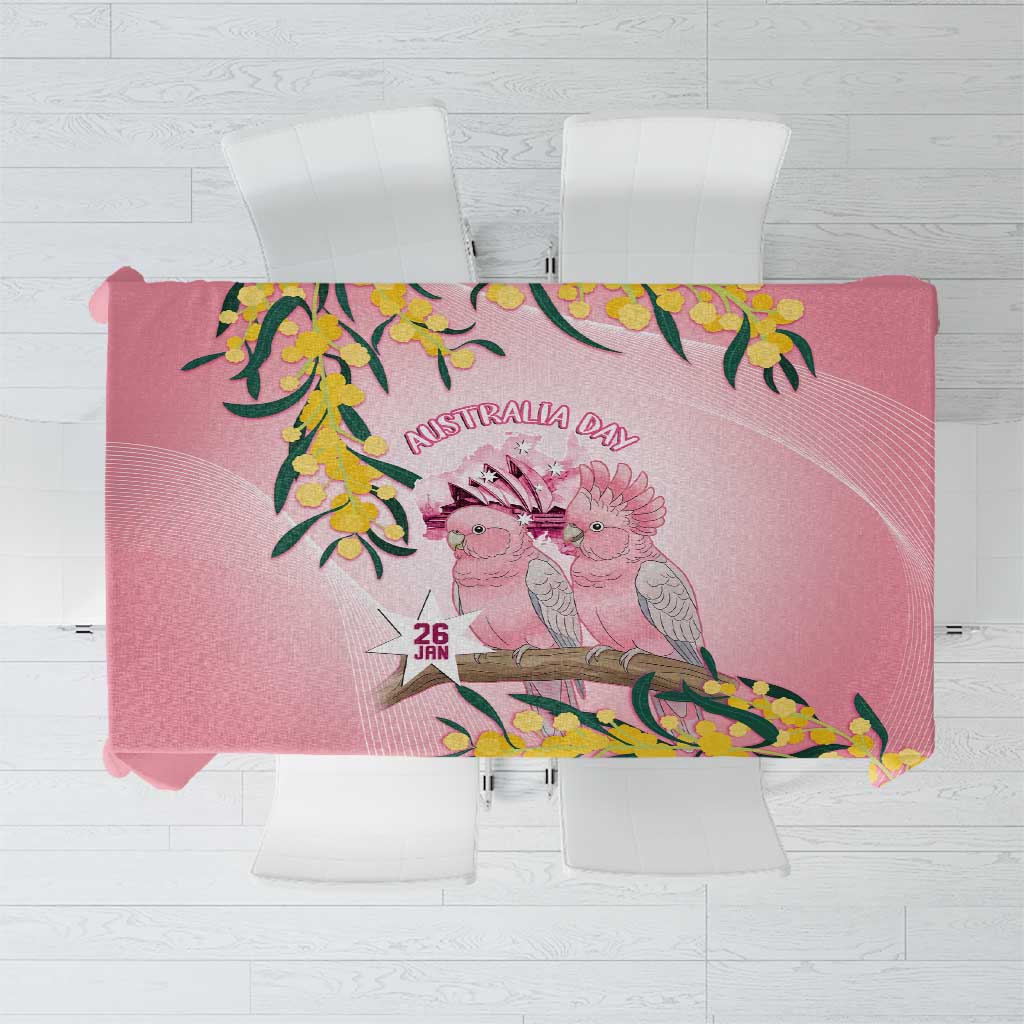 Galah Australia Day Tablecloth 26th January Golden Wattle Pink Color - Aussie Hoodie