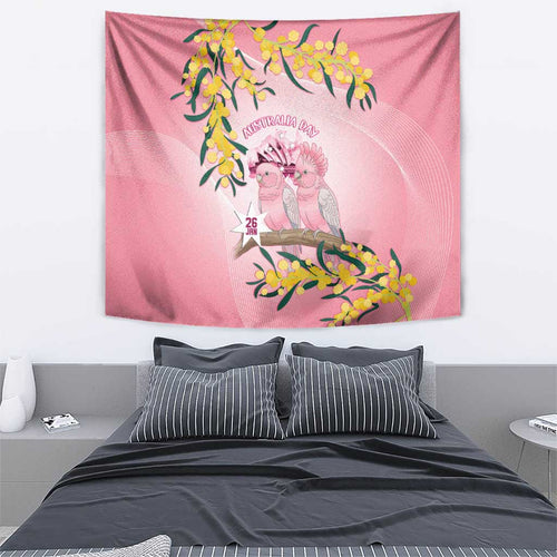 Galah Australia Day Tapestry 26th January Golden Wattle Pink Color - Aussie Hoodie