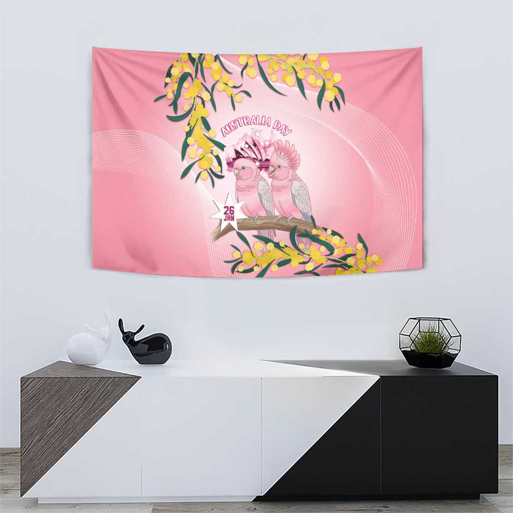 Galah Australia Day Tapestry 26th January Golden Wattle Pink Color - Aussie Hoodie