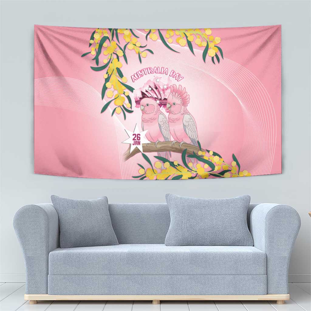 Galah Australia Day Tapestry 26th January Golden Wattle Pink Color - Aussie Hoodie