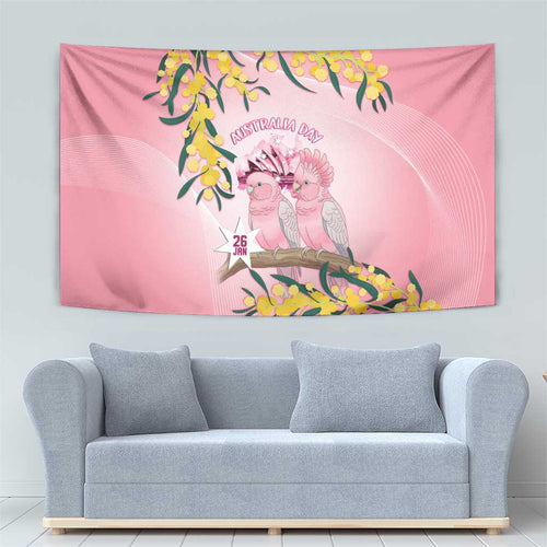 Galah Australia Day Tapestry 26th January Golden Wattle Pink Color - Aussie Hoodie