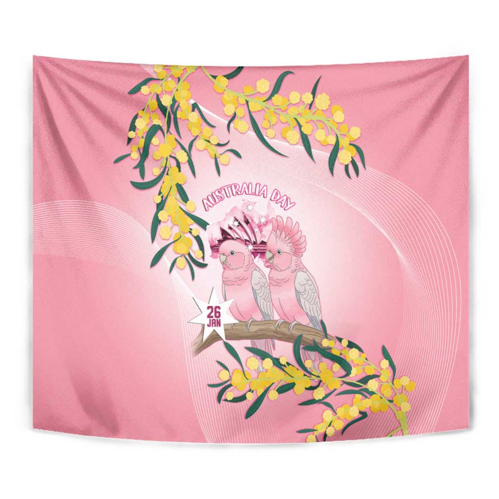Galah Australia Day Tapestry 26th January Golden Wattle Pink Color - Aussie Hoodie