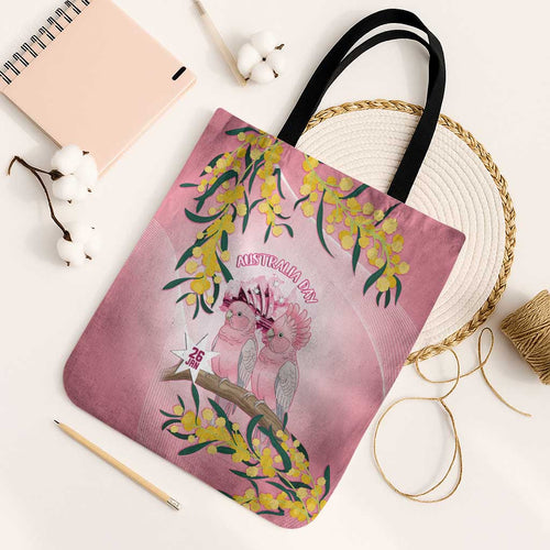 Galah Australia Day Tote Bag 26th January Golden Wattle Pink Color - Aussie Hoodie