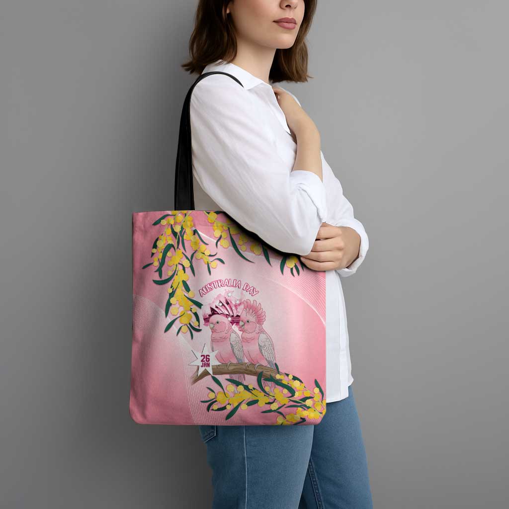Galah Australia Day Tote Bag 26th January Golden Wattle Pink Color - Aussie Hoodie
