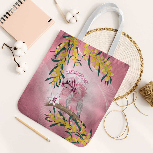 Galah Australia Day Tote Bag 26th January Golden Wattle Pink Color - Aussie Hoodie