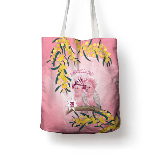 Galah Australia Day Tote Bag 26th January Golden Wattle Pink Color - Aussie Hoodie