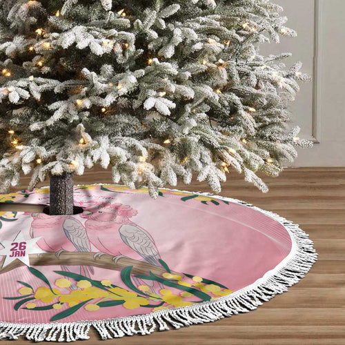 Galah Australia Day Tree Skirt 26th January Golden Wattle Pink Color - Aussie Hoodie