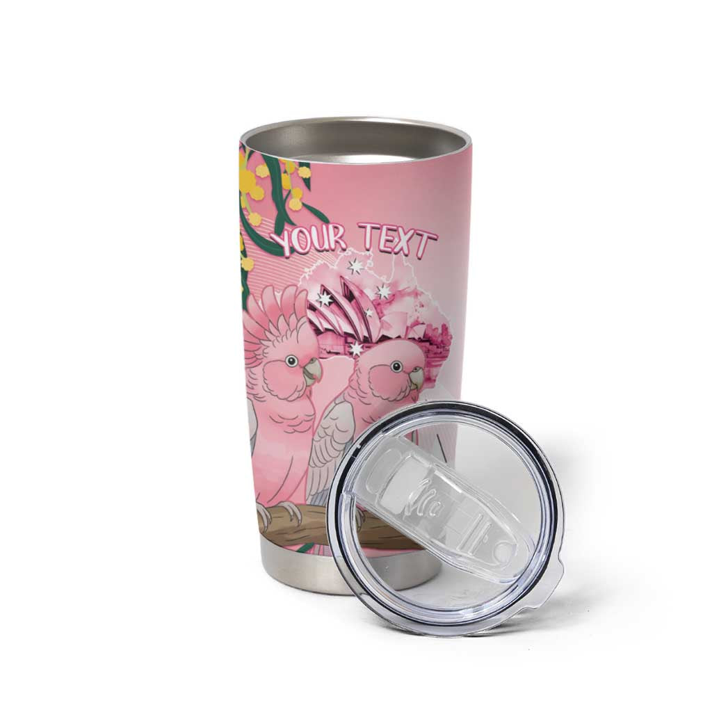 Personalised Galah Australia Day Tumbler Cup 26th January Golden Wattle Pink Color - Aussie Hoodie