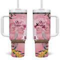 Personalised Galah Australia Day Tumbler With Handle 26th January Golden Wattle Pink Color - Aussie Hoodie