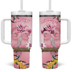 Personalised Galah Australia Day Tumbler With Handle 26th January Golden Wattle Pink Color - Aussie Hoodie