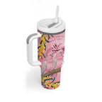 Personalised Galah Australia Day Tumbler With Handle 26th January Golden Wattle Pink Color - Aussie Hoodie
