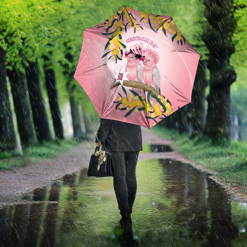 Galah Australia Day Umbrella 26th January Golden Wattle Pink Color - Aussie Hoodie