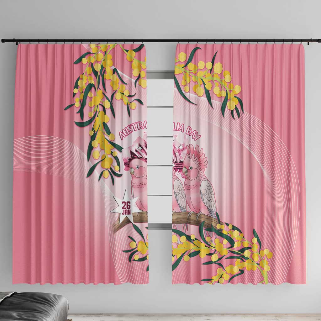 Galah Australia Day Window Curtain 26th January Golden Wattle Pink Color - Aussie Hoodie