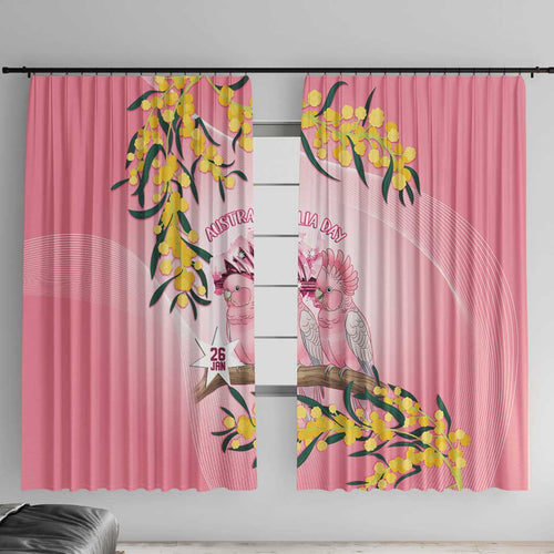Galah Australia Day Window Curtain 26th January Golden Wattle Pink Color - Aussie Hoodie