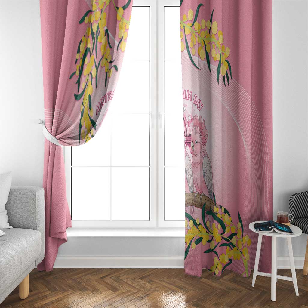 Galah Australia Day Window Curtain 26th January Golden Wattle Pink Color - Aussie Hoodie