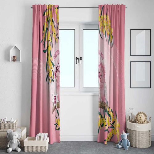 Galah Australia Day Window Curtain 26th January Golden Wattle Pink Color - Aussie Hoodie