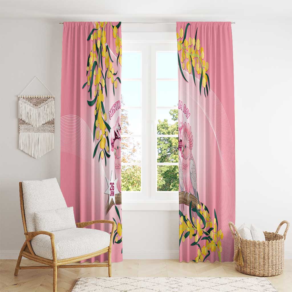 Galah Australia Day Window Curtain 26th January Golden Wattle Pink Color - Aussie Hoodie