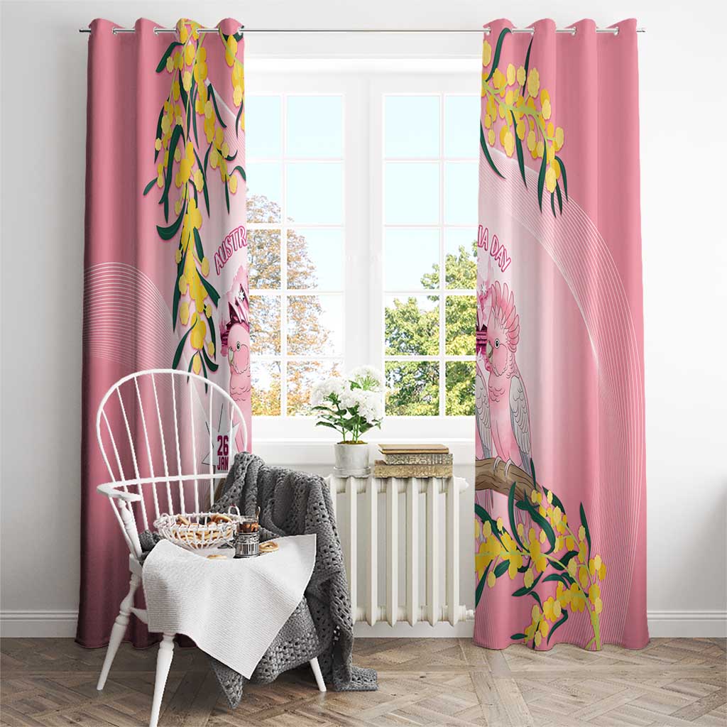 Galah Australia Day Window Curtain 26th January Golden Wattle Pink Color - Aussie Hoodie
