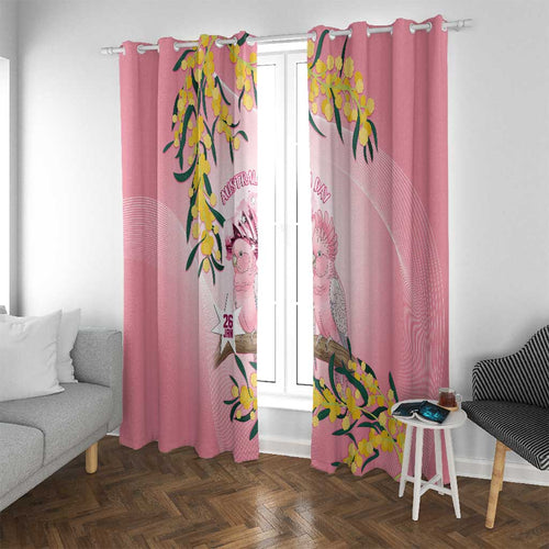 Galah Australia Day Window Curtain 26th January Golden Wattle Pink Color - Aussie Hoodie
