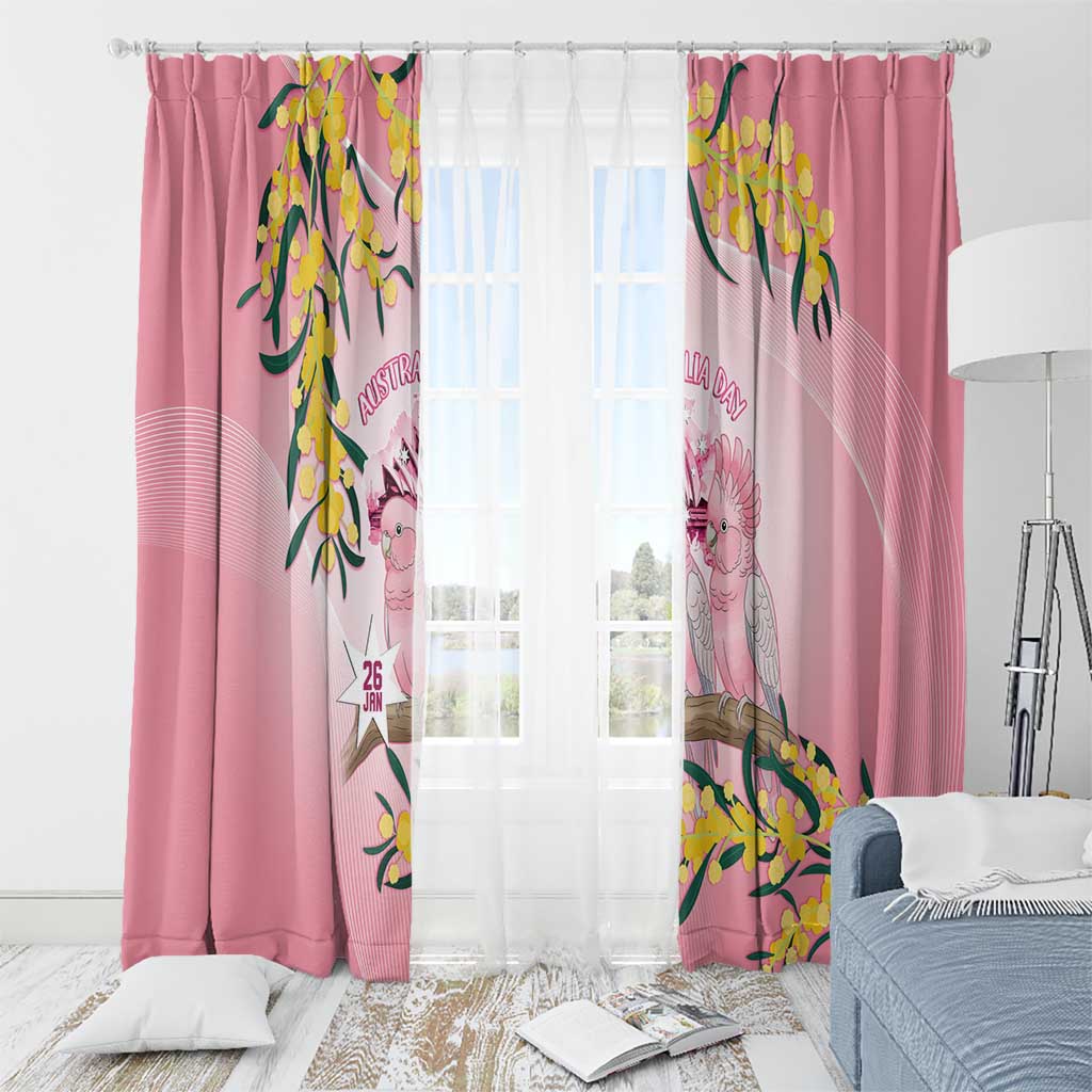 Galah Australia Day Window Curtain 26th January Golden Wattle Pink Color - Aussie Hoodie