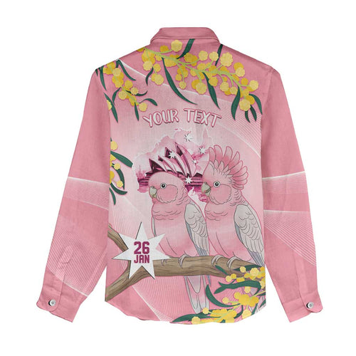 Personalised Galah Australia Day Women Casual Shirt 26th January Golden Wattle Pink Color - Aussie Hoodie