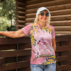 Personalised Galah Australia Day Women Polo Shirt 26th January Golden Wattle Pink Color - Aussie Hoodie