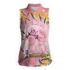 Personalised Galah Australia Day Women Sleeveless Polo Shirt 26th January Golden Wattle Pink Color - Aussie Hoodie