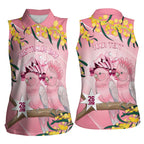 Personalised Galah Australia Day Women Sleeveless Polo Shirt 26th January Golden Wattle Pink Color - Aussie Hoodie