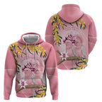 Personalised Galah Australia Day Zip Hoodie 26th January Golden Wattle Pink Color - Aussie Hoodie