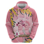 Personalised Galah Australia Day Zip Hoodie 26th January Golden Wattle Pink Color - Aussie Hoodie