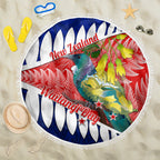 new-zealand-waitangi-day-beach-blanket-nz-maori-tui-bird-with-kowhai-flowers