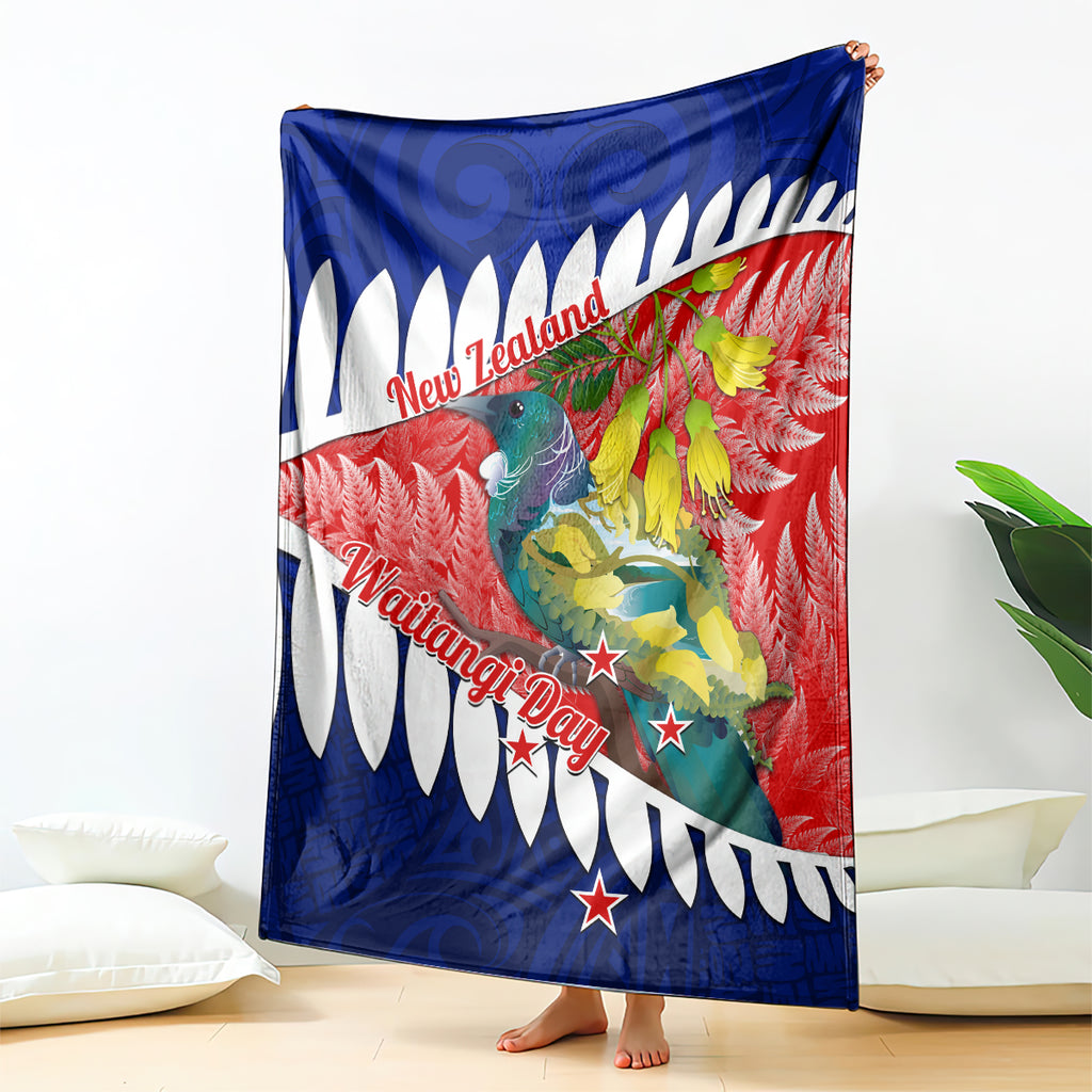 new-zealand-waitangi-day-blanket-nz-maori-tui-bird-with-kowhai-flowers