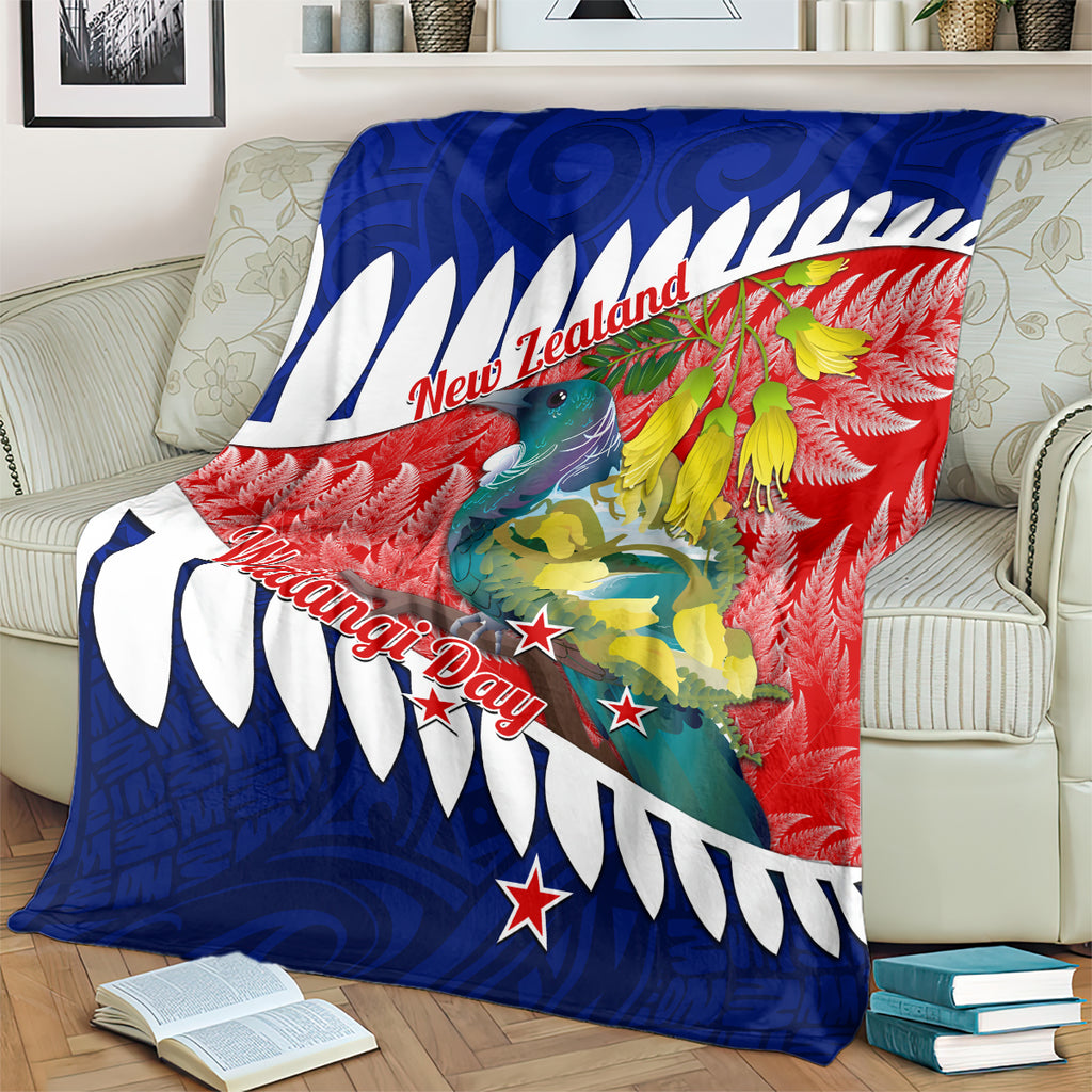 new-zealand-waitangi-day-blanket-nz-maori-tui-bird-with-kowhai-flowers