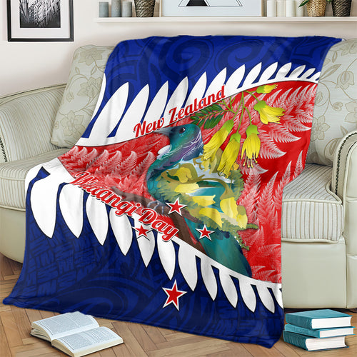 new-zealand-waitangi-day-blanket-nz-maori-tui-bird-with-kowhai-flowers