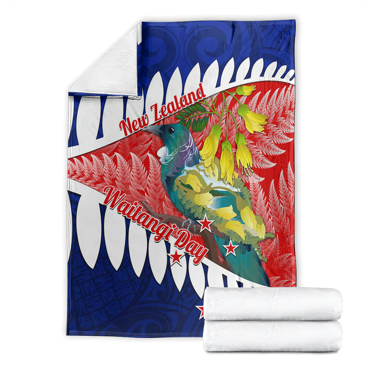 new-zealand-waitangi-day-blanket-nz-maori-tui-bird-with-kowhai-flowers