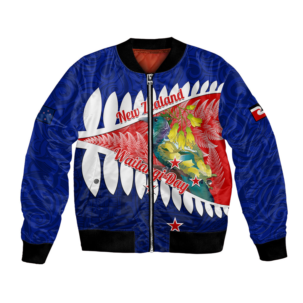 new-zealand-waitangi-day-bomber-jacket-nz-maori-tui-bird-with-kowhai-flowers