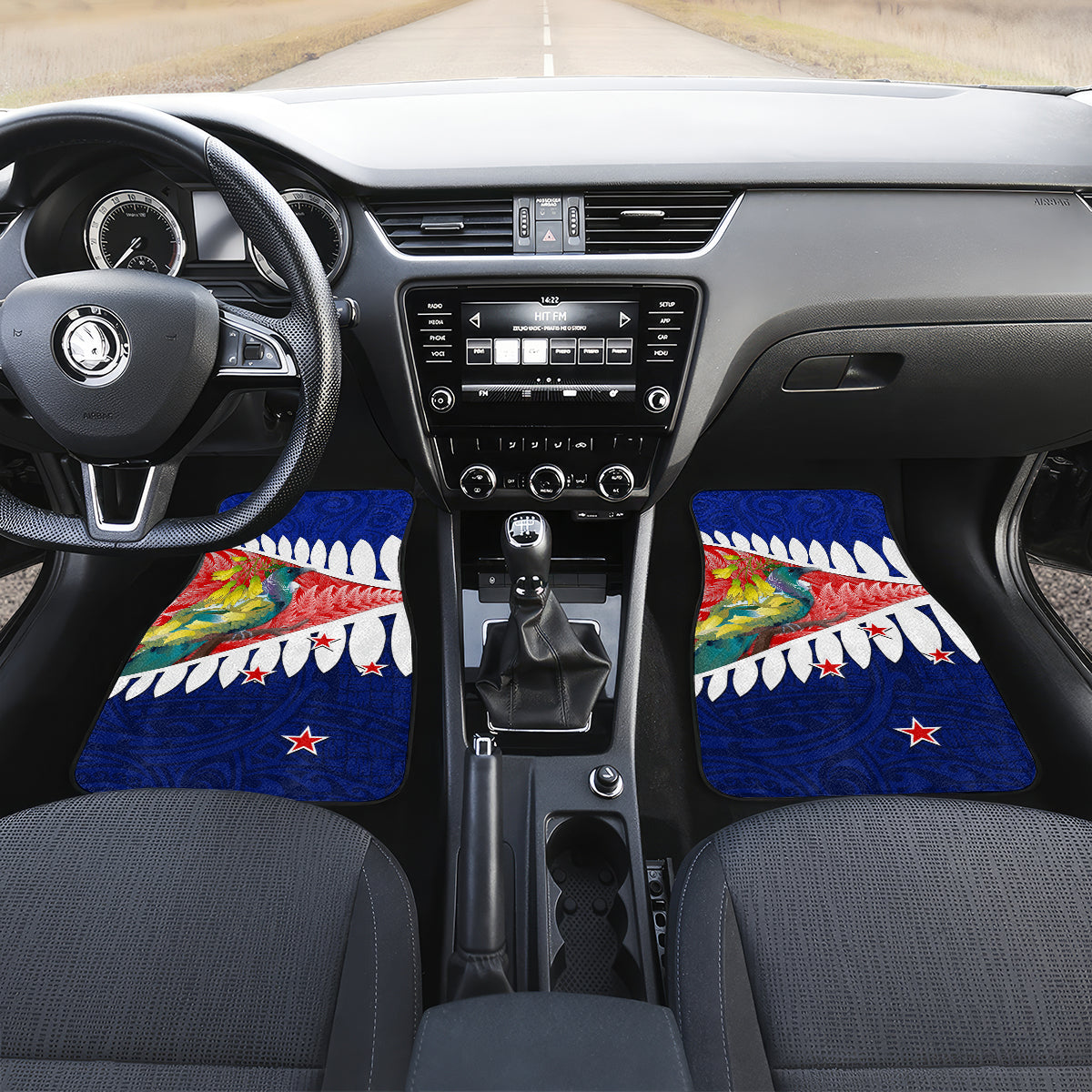 new-zealand-waitangi-day-car-mats-nz-maori-tui-bird-with-kowhai-flowers