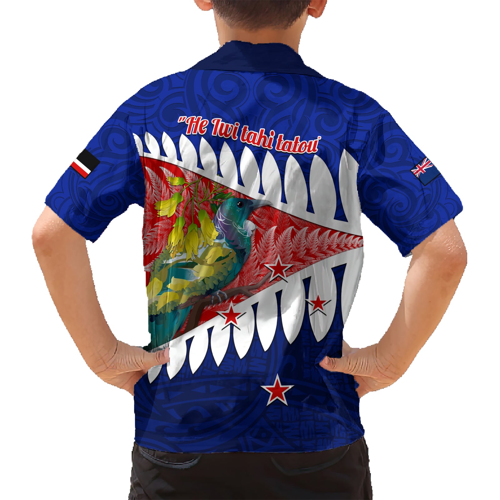 new-zealand-waitangi-day-kid-hawaiian-shirt-nz-maori-tui-bird-with-kowhai-flowers