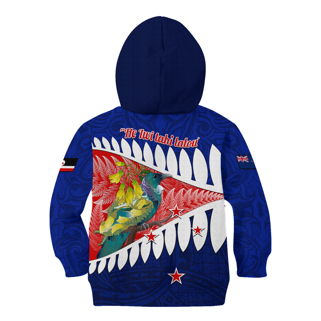 new-zealand-waitangi-day-kid-hoodie-nz-maori-tui-bird-with-kowhai-flowers