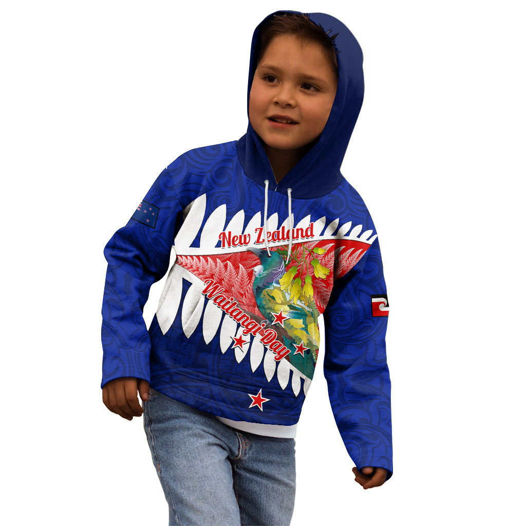new-zealand-waitangi-day-kid-hoodie-nz-maori-tui-bird-with-kowhai-flowers
