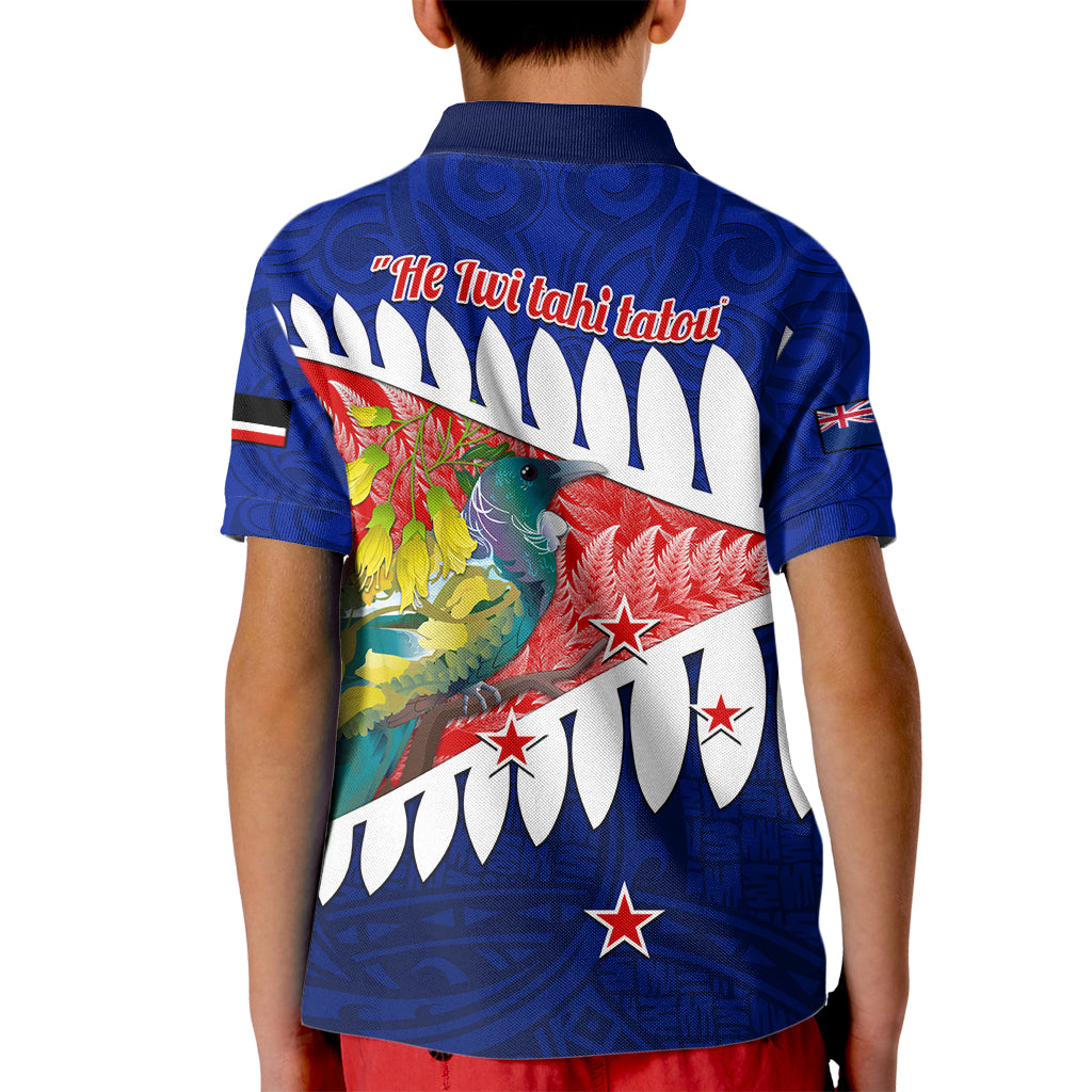 new-zealand-waitangi-day-kid-polo-shirt-nz-maori-tui-bird-with-kowhai-flowers