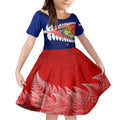 new-zealand-waitangi-day-kid-short-sleeve-dress-nz-maori-tui-bird-with-kowhai-flowers
