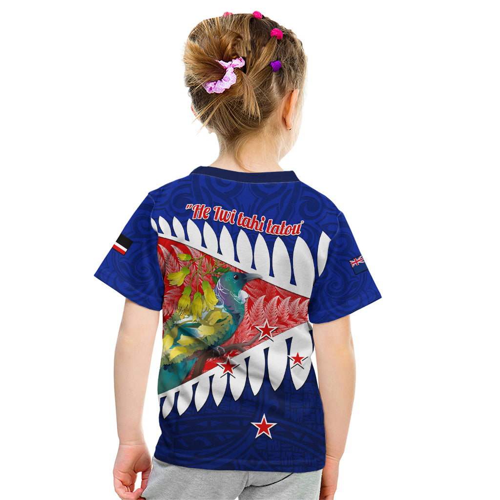 new-zealand-waitangi-day-kid-t-shirt-nz-maori-tui-bird-with-kowhai-flowers