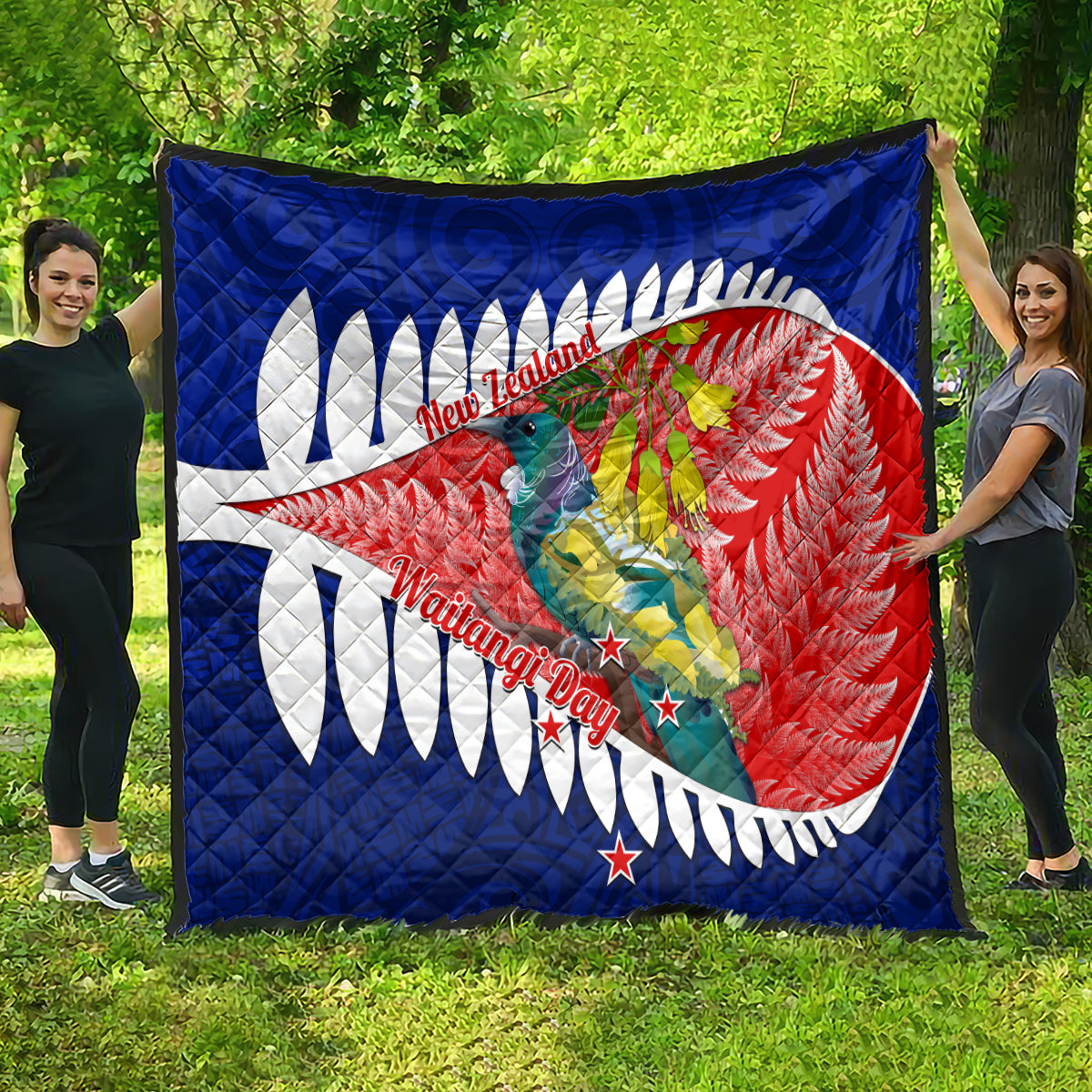 new-zealand-waitangi-day-quilt-nz-maori-tui-bird-with-kowhai-flowers