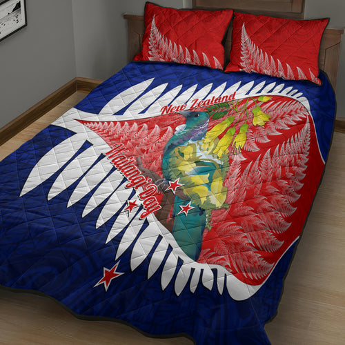 new-zealand-waitangi-day-quilt-bed-set-nz-maori-tui-bird-with-kowhai-flowers