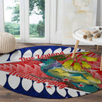 new-zealand-waitangi-day-round-carpet-nz-maori-tui-bird-with-kowhai-flowers